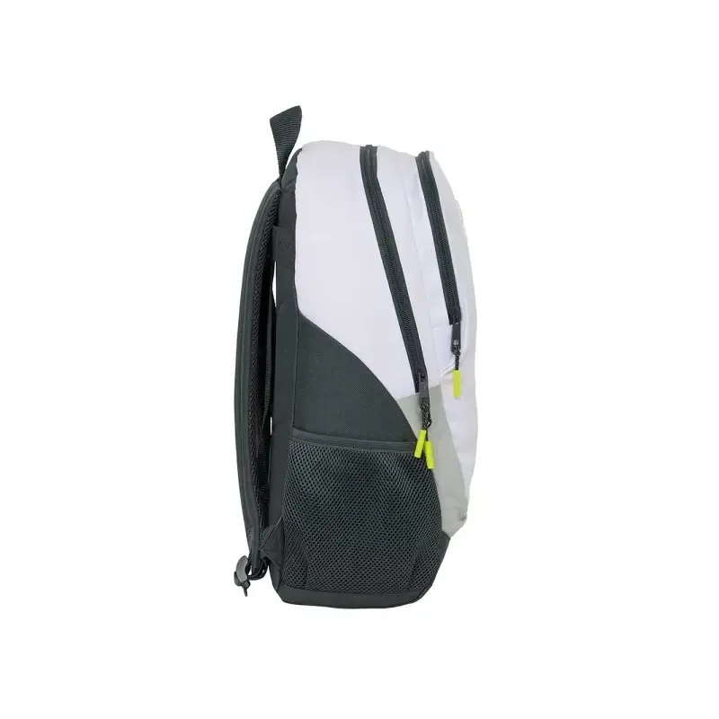 Safta Real Madrid Mochila Escolar de 23L - Adaptable a Carro - 2 Compartimentos - Portabotellas - 32x44x16cm - Color Blanco y Ne