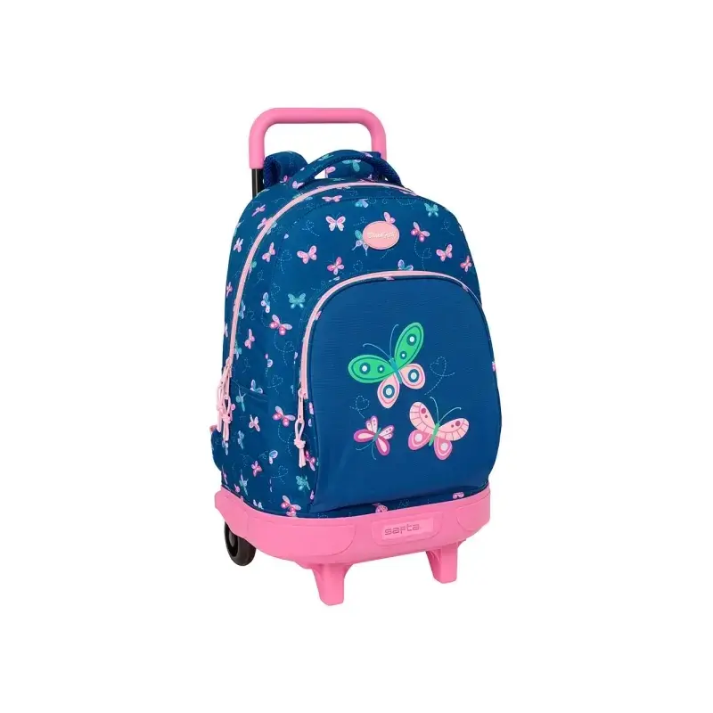 Safta Blackfit8 Mariposas Mochila con Carro - Extraible - Bolsillo Frontal - Portabotellas - Tirador Doble - Hombreras Acolchada