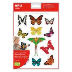 Apli Gomets Tematicos Realistas Mariposas - 24 Unidades por Bolsa - Adhesivo Removible - Fotografias a Todo Color - Adhesivo Bas
