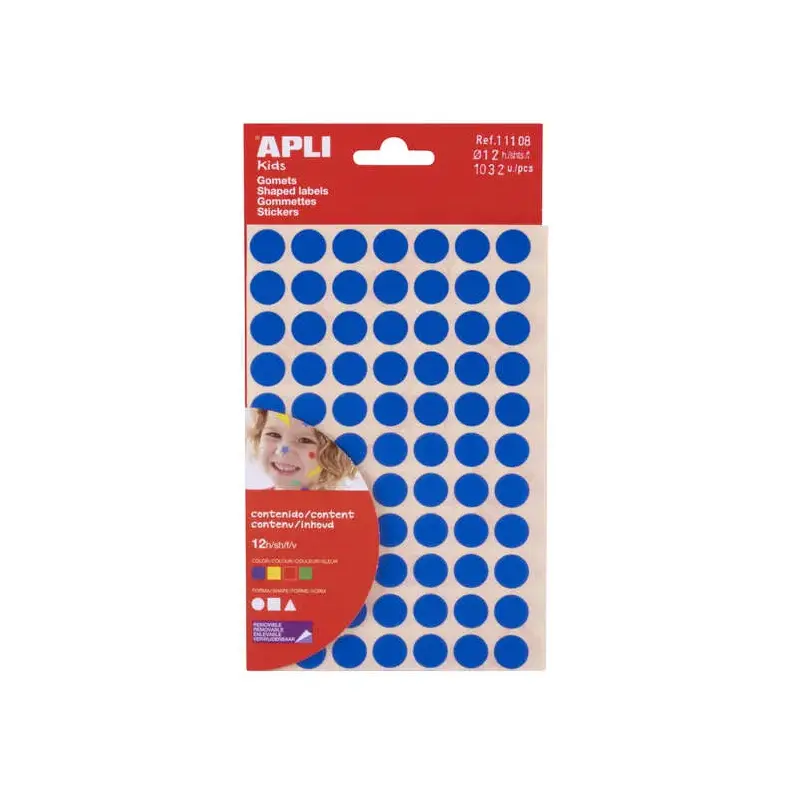 Apli Bolsa de 1.032 Gomets Formas Geometricas - Adhesivo Permanente - Libres de Disolventes - Ideales para Escuelas Infantiles -