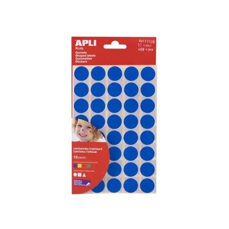 Apli Bolsa de 468 Gomets Formas Geometricas - Adhesivo Permanente - Libres de Disolventes - Ideales para Escuelas Infantiles - P
