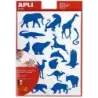 Apli Gomets Animales Salvajes - 204 Unidades por Bolsa - Formas de Elefante, Tigre, Jirafa y Mas - Adhesivo Base Agua y Material