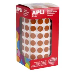Apli Rollo con 5.192 Gomets Redondos Ø 10.5mm - Ideal para Escuelas y Talleres Infantiles - Adhesivo Permanente Base Agua - Norm