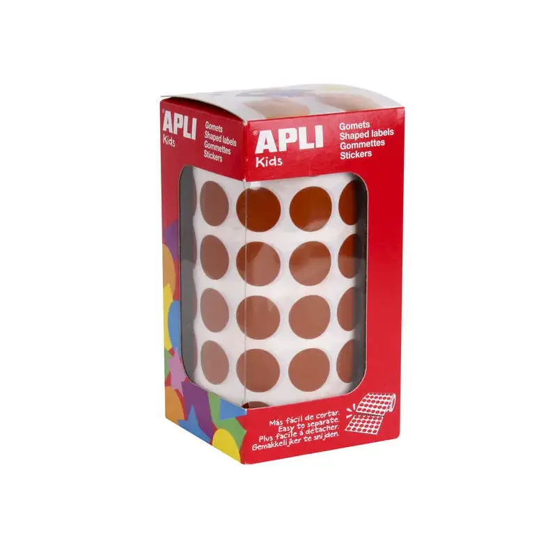 Apli Rollo con 2.832 Gomets Redondos Ø 15mm - Ideal para Escuelas y Talleres Infantiles - Normas EN-71 y FSC Cumplidas - Color M