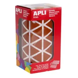 Apli Rollo con 2.832 Gomets Triangulares 20x20x20mm - 59 Hojas Pretroqueladas - Ideal para Escuelas y Talleres Infantiles - Adhe