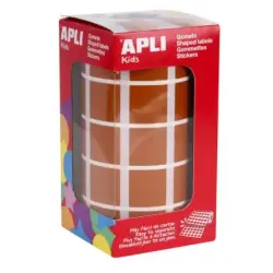 Apli Rollo con 1.770 Gomets Cuadrados 20x20mm - 59 Hojas Pretroqueladas - Ideal para Actividades Infantiles - Normas EN-71 y FSC