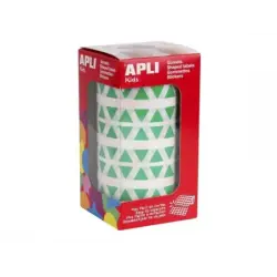 Apli Rollo de 6.136 Gomets Triangulares - Adhesivo Permanente - Faciles de Separar - Adhesivo Base Agua - Color Verde | Ahorro I