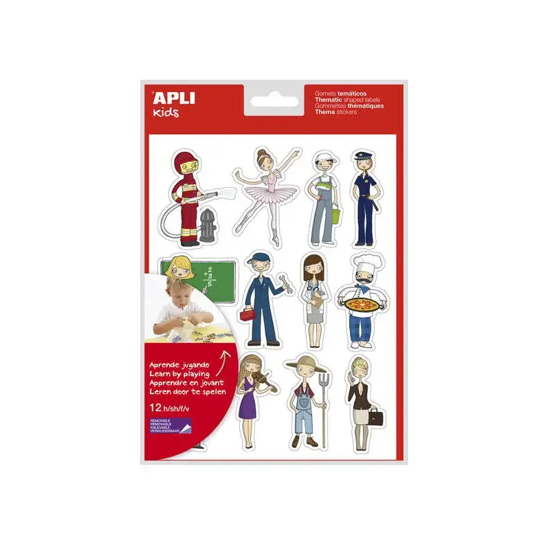 Apli Gomets Tematicos las Profesiones - 144 Unidades - Adhesivo Removible - Desarrollados con Educadores - Ilustraciones Diverti