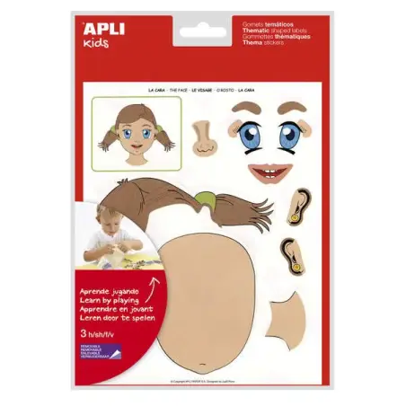 Apli Pack de 144 Gomets Tematicos de la Cara - Desarrollados con Educadores - Ayudan a Identificar Partes de la Cara - Adhesivo