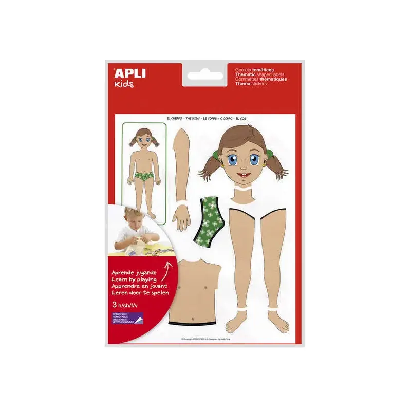 Apli Gomets Tematicos el Cuerpo - 156 Gomets - Desarrollados con Educadores - Ayudan a Identificar Partes del Cuerpo - Desarroll