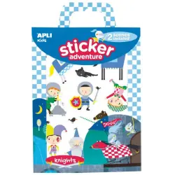 Apli Juego de Pegatinas de Papel Tematica Caballeros - 2 Escenarios 45x20cm - 2 Hojas de Gomets Removibles - Cajita con Asa - Id