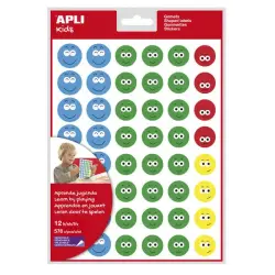 Apli Gomets Cara Feliz Ii - 576 Gomets por Bolsa - 4 Estilos de Cara Diferentes - Motivan y Premian a los Niños - Enseñan a Expr
