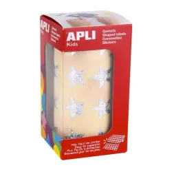 Apli Gomets Estrella Holograficos 19.5mm - 1416 Unidades por Rollo - Ideal para Actividades Infantiles - Cumple Normas de Calida