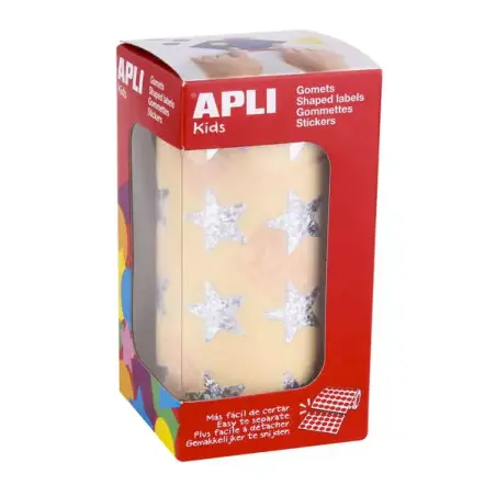 Apli Gomets Estrella Holograficos 19.5mm - 1416 Unidades por Rollo - Ideal para Actividades Infantiles - Cumple Normas de Calida