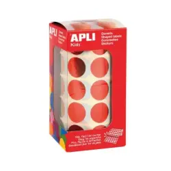 Apli Gomets Redondos Ø 20mm Rojo Metalizado - 59 Hojas Pretroqueladas - 1770 Gomets por Rollo - Ideal para Actividades Creativas