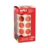 Apli Gomets Redondos Ø 20mm Rojo Metalizado - 59 Hojas Pretroqueladas - 1770 Gomets por Rollo - Ideal para Actividades Creativas