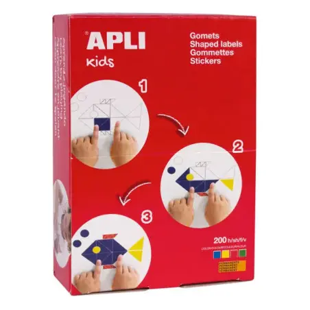 Apli Caja de 8.200 Gomets Redondos - 3 Medidas Ø 10 mm, Ø 15mm y Ø 23mm - Ideal Escuelas Infantiles y Colegios - Adhesivo Perman