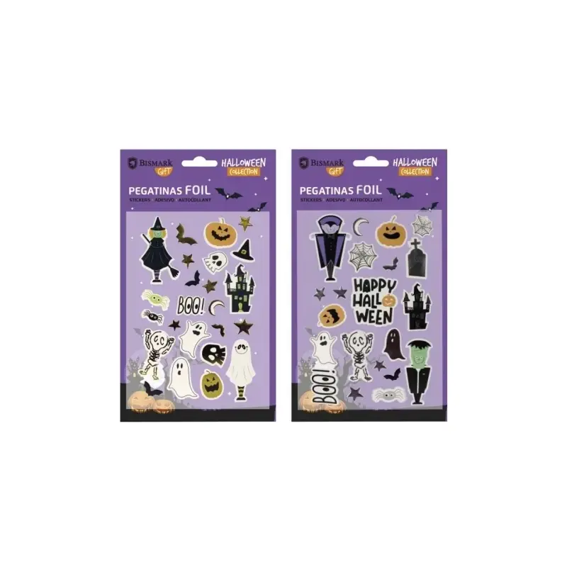 Bismark Pack con Pegatinas para Halloween Foil - Autoadhesivas - 2 Diseños Aleatorios | Ahorro Imprimiendo