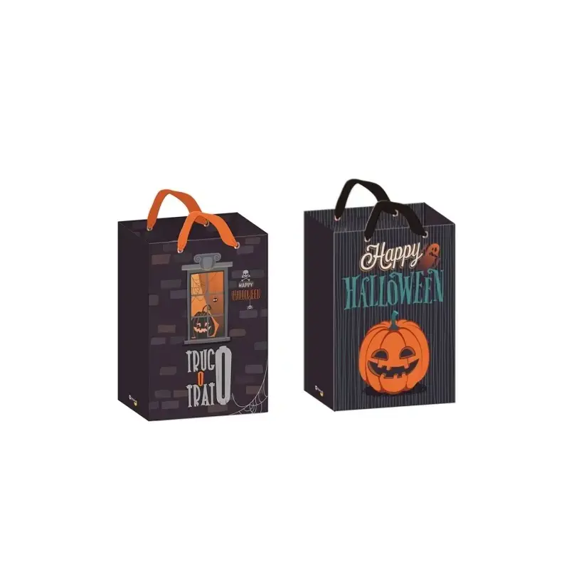 Bismark Bolsa de Papel Halloween - Asas de Lazo - 2 Diseños Aleatorios | Ahorro Imprimiendo
