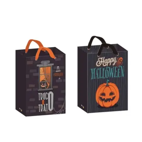 Bismark Bolsa de Papel Halloween - Asas de Lazo - 2 Diseños Aleatorios | Ahorro Imprimiendo