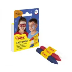 Jovi Face Paint Adventure Pack de 3 Barras de Maquillaje - Para todo Tipo de Pieles - Se Limpia Facilmente - Colores Blanco, Roj
