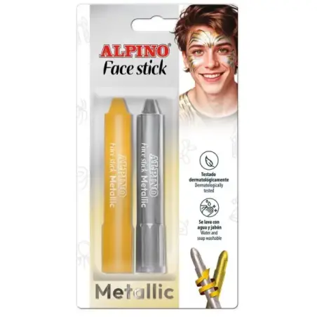Alpino Fiesta Face Stick Pack con 2 Barritas de Pintura Facial - Sistema Retractil Giratorio - Se Lava con Agua - Testado Dermat