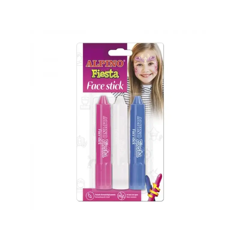 Alpino Fiesta Face Stick Pack con 3 Barritas de Pintura Facial - Sistema Retractil Giratorio - Se Lava con Agua - Testado Dermat