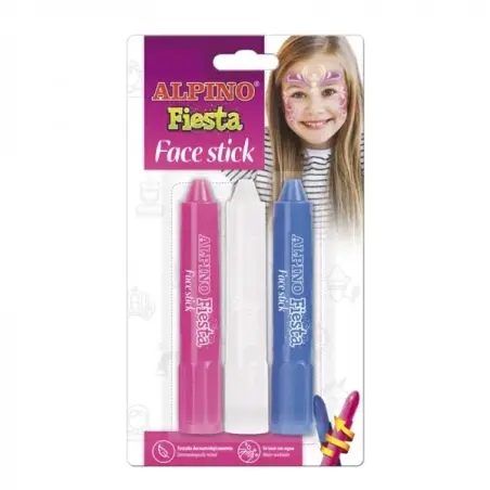Alpino Fiesta Face Stick Pack con 3 Barritas de Pintura Facial - Sistema Retractil Giratorio - Se Lava con Agua - Testado Dermat