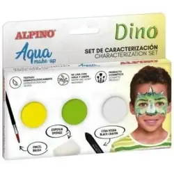 Alpino Aqua Make Up Set de Caracterizacion de Dinosaurio - 3 Polveras + Cera Negra + Pincel + Esponja | Ahorro Imprimiendo