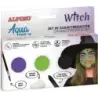 Alpino Aqua Make Up Set de Caracterizacion de Bruja - 3 Polveras + Cera Negra + Pincel + Esponja | Ahorro Imprimiendo