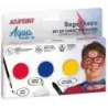 Alpino Aqua Make Up Set de Caracterizacion de Superheroes - 3 Polveras + Cera Negra + Pincel + Esponja | Ahorro Imprimiendo
