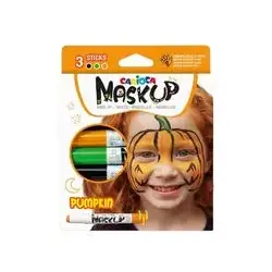 Carioca Mask Up Pumpkin Pack de 3 Colores para la Piel - Colores Brillantes - Lavables - Base Agua - Incluye Dos Tutoriales Paso
