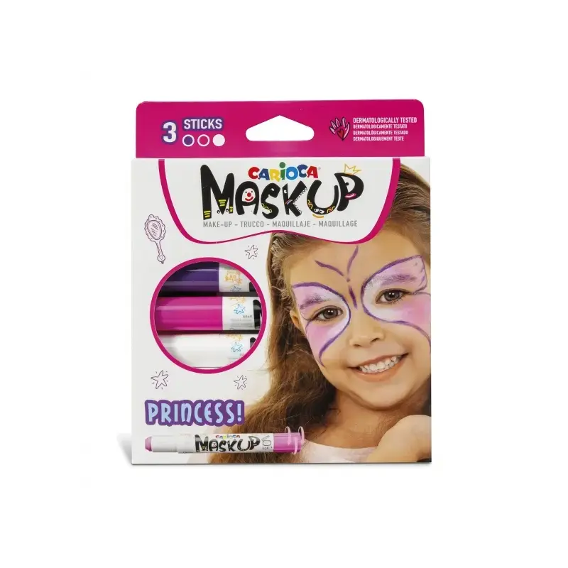Carioca Mask Up Princess Pack de 3 Colores para la Piel - Colores Brillantes - Lavables - Base Agua - Incluye Dos Tutoriales Pas
