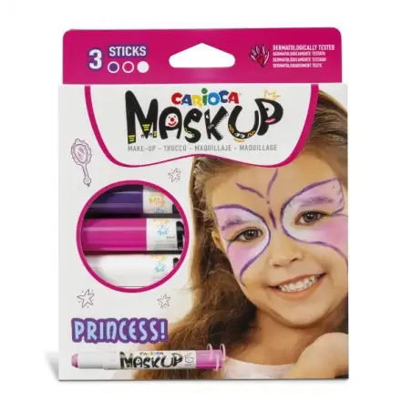 Carioca Mask Up Princess Pack de 3 Colores para la Piel - Colores Brillantes - Lavables - Base Agua - Incluye Dos Tutoriales Pas