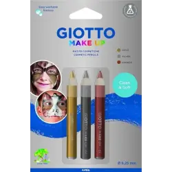 Giotto Make Up Metallic Pack con 3 Lapices Cosmeticos - Se Lava con Agua - Dermatologicamente Testado - Colores Metalicos Surtid