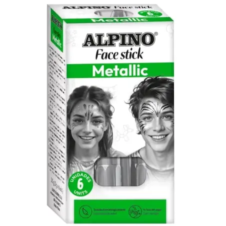 Alpino Fiesta Face Stick Pack con 6 Barritas de Pintura Facial - Sistema Retractil Giratorio - Se Lava con Agua - Testado Dermat