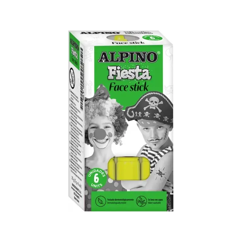 Alpino Fiesta Face Stick Pack con 6 Barritas de Pintura Facial - Sistema Retractil Giratorio - Se Lava con Agua - Testado Dermat