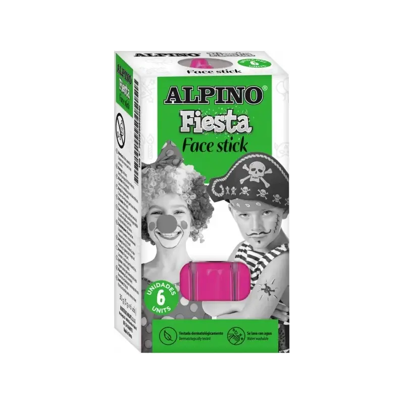 Alpino Fiesta Face Stick Pack con 6 Barritas de Pintura Facial - Sistema Retractil Giratorio - Se Lava con Agua - Testado Dermat