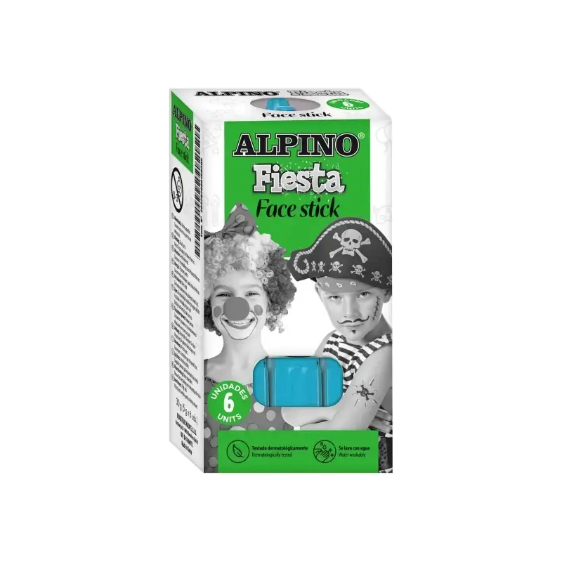 Alpino Fiesta Face Stick Pack con 6 Barritas de Pintura Facial - Sistema Retractil Giratorio - Se Lava con Agua - Testado Dermat