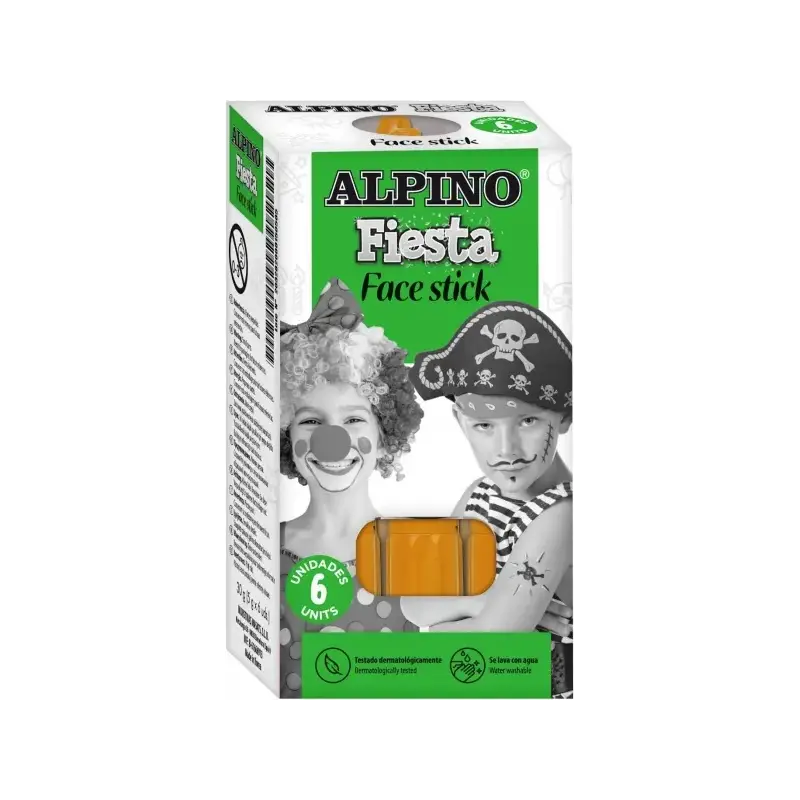 Alpino Fiesta Face Stick Pack con 6 Barritas de Pintura Facial - Sistema Retractil Giratorio - Se Lava con Agua - Testado Dermat