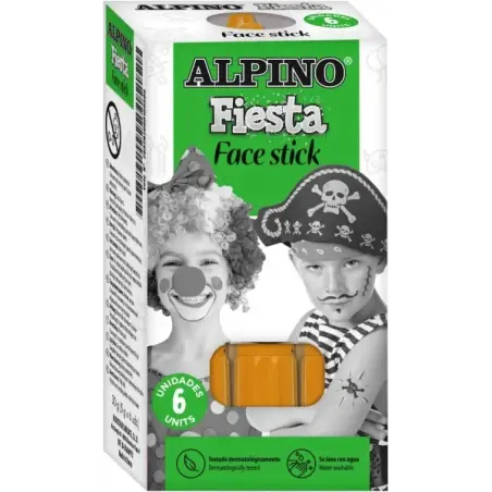 Alpino Fiesta Face Stick Pack con 6 Barritas de Pintura Facial - Sistema Retractil Giratorio - Se Lava con Agua - Testado Dermat