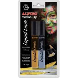 Alpino Make-up Liquid Liner Pack con 2 Botes de Maquillaje Liquido con Aplicador - Se Lava con Agua - Testado Dermatologicamente