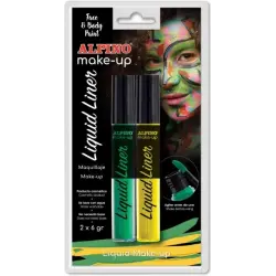 Alpino Make-up Liquid Liner Pack con 2 Botes de Maquillaje Liquido con Aplicador - Se Lava con Agua - Testado Dermatologicamente