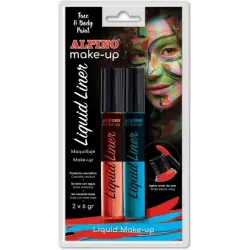 Alpino Make-up Liquid Liner Pack con 2 Botes de Maquillaje Liquido con Aplicador - Se Lava con Agua - Testado Dermatologicamente