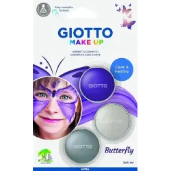 Giotto Make Up Butterfly Pack con 3 Maquillajes Faciales de Tematica Mariposa - Se Lava con Agua - Dermatologicamente Testado -
