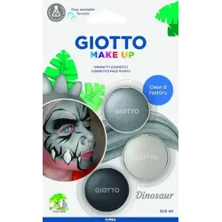 Giotto Make Up Dinosaur Pack con 3 Maquillajes Faciales de Tematica Dinosaurio - Se Lava con Agua - Dermatologicamente Testado -
