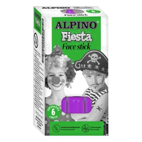 Alpino Fiesta Face Stick Pack con 6 Barritas de Pintura Facial - Sistema Retractil Giratorio - Se Lava con Agua - Testado Dermat