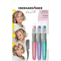 Eberhard Faber Pack de 3 Tizas Pastel para el Cabello + 1 Mini Peine - Aplicar sobre el Cabello Seco - Utilice el Peine para Dis