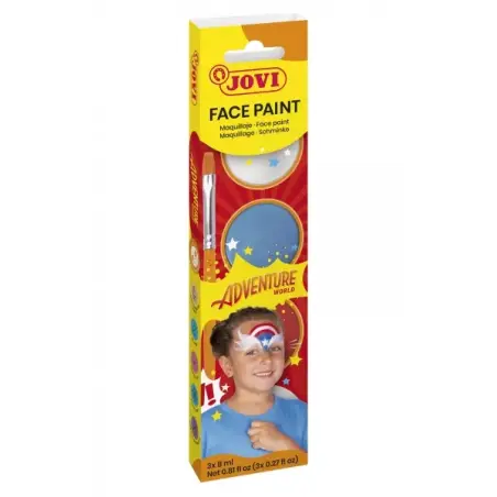 Jovi Adventure Estuche de 3 Botes 8ml Maquillaje Crema + Accesorios - Hipoalergenico - Facil Aplicacion - Base Grasa - Elimina s