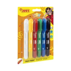 Jovi Twist Pack de 6 Stick Pintura de Cara - Base Agua - Gran Cobertura - Seca Rapido - Facil de Retirar - Hipoalergenico - Colo
